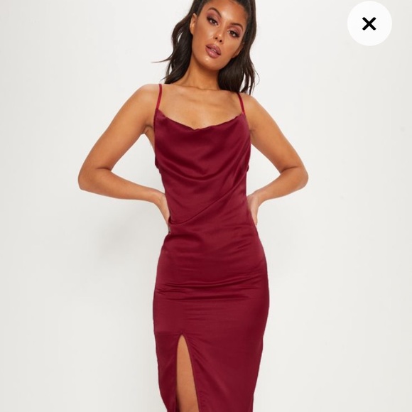 pretty little thing cowl neck dress